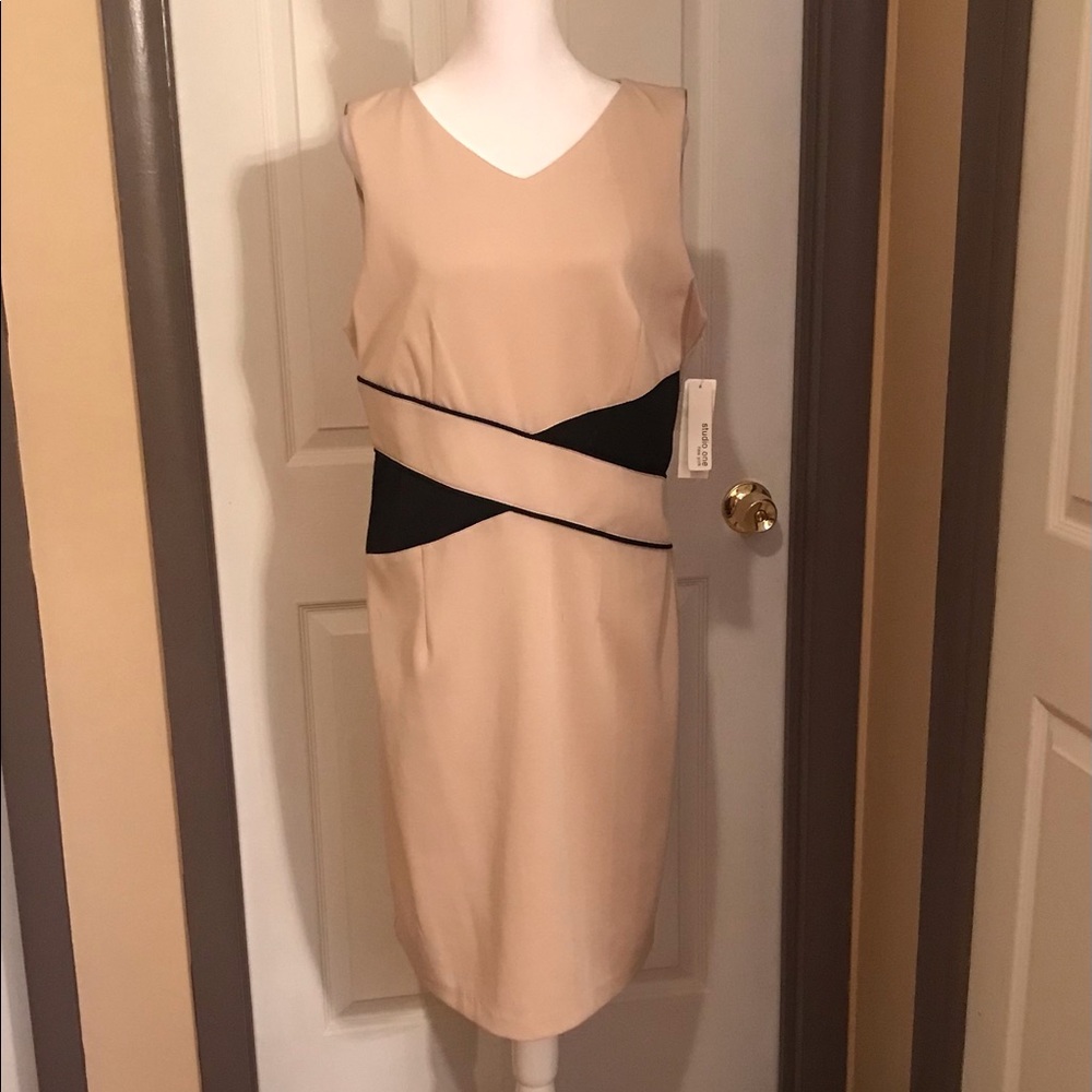 Cream and black dress. Size 14